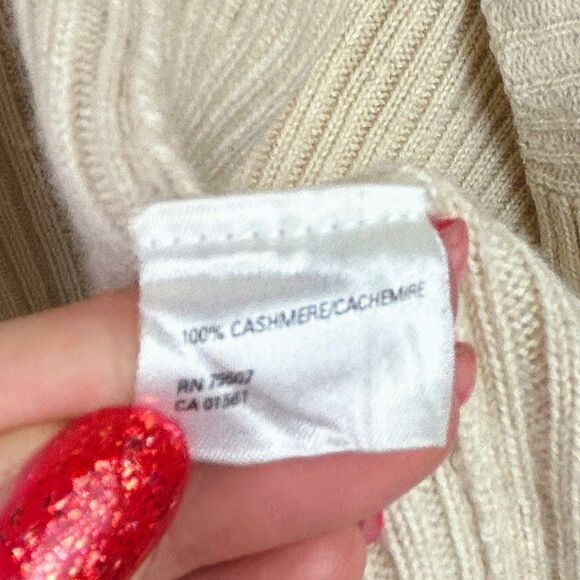 Isda & Co 100% Cashmere Open Front Cardigan Sweater Cream Long Sleeve Classic S - Picture 10 of 13